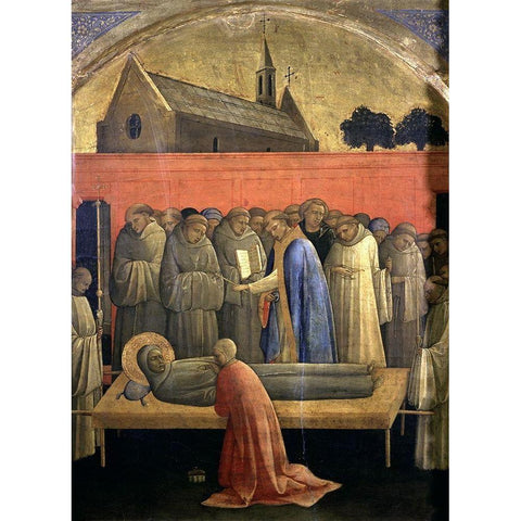 Death of St. Francis of Assisi Gold Ornate Wood Framed Art Print with Double Matting by Monaco, Lorenzo