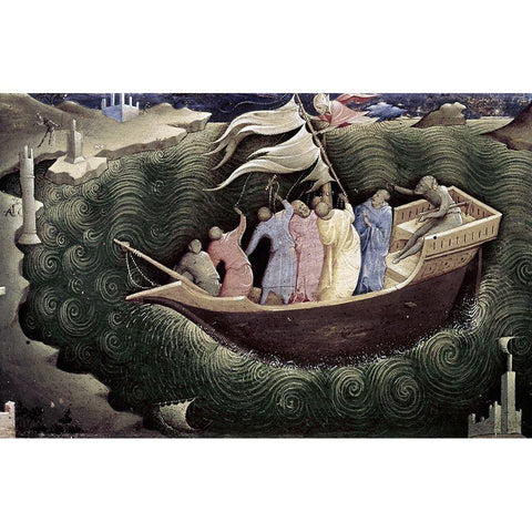 Story of St. Nicola Di Bari - Detail Black Modern Wood Framed Art Print with Double Matting by Monaco, Lorenzo