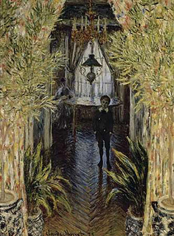 A Corner of the Apartment Black Ornate Wood Framed Art Print with Double Matting by Monet, Claude