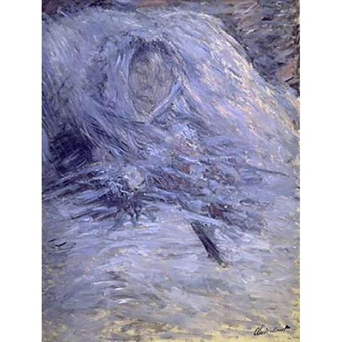 Camille Monet on her Deathbed White Modern Wood Framed Art Print by Monet, Claude