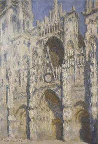 Cathedral of Rouen, Afternoon White Modern Wood Framed Art Print with Double Matting by Monet, Claude