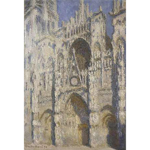 Cathedral of Rouen, Afternoon White Modern Wood Framed Art Print by Monet, Claude