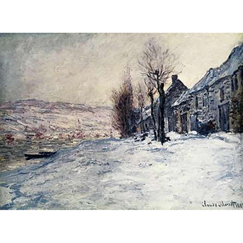 Lavacourt Under Snow Gold Ornate Wood Framed Art Print with Double Matting by Monet, Claude