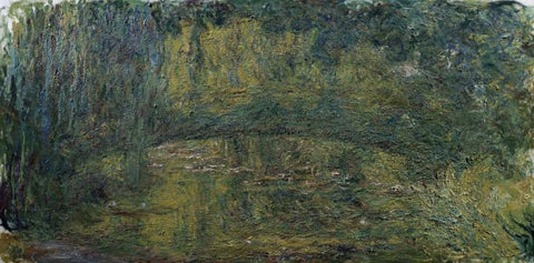 Le Pont japonais II White Modern Wood Framed Art Print with Double Matting by Monet, Claude