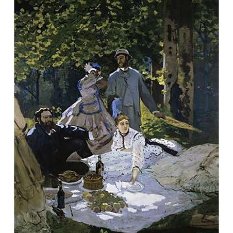 Luncheon on the Grass Black Modern Wood Framed Art Print with Double Matting by Monet, Claude