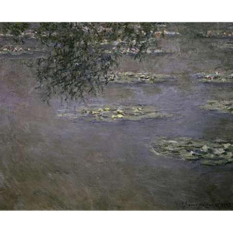 Nympheas (Water Lilies) Gold Ornate Wood Framed Art Print with Double Matting by Monet, Claude