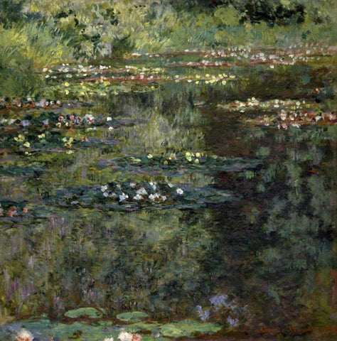 Pool with Waterlilies, 1904 White Modern Wood Framed Art Print with Double Matting by Monet, Claude