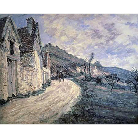 Rocks at Falaise, near Giverny Gold Ornate Wood Framed Art Print with Double Matting by Monet, Claude