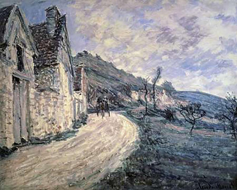 Rocks at Falaise, near Giverny Black Ornate Wood Framed Art Print with Double Matting by Monet, Claude