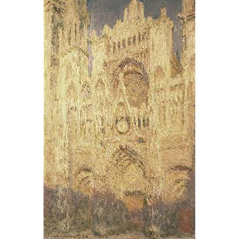 Rouen Cathedral in the Evening Black Modern Wood Framed Art Print with Double Matting by Monet, Claude