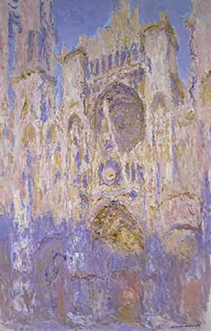 Rouen Cathedral, Effects of Sunlight, Sunset White Modern Wood Framed Art Print with Double Matting by Monet, Claude