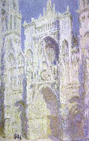 Rouen Cathedral: West Facade, Sunlight Black Ornate Wood Framed Art Print with Double Matting by Monet, Claude