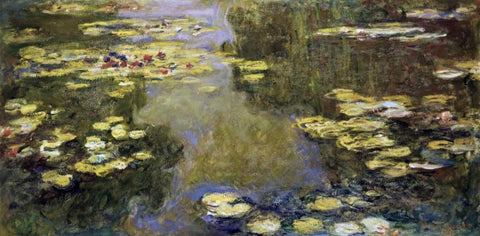 Water Lily Pond - Le Bassin aux nympheas White Modern Wood Framed Art Print with Double Matting by Monet, Claude