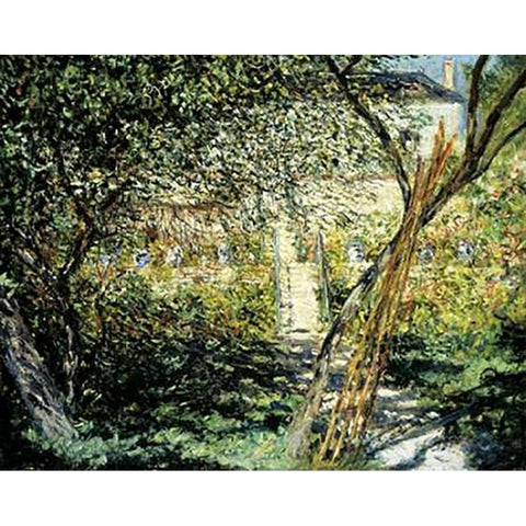 The Garden of Vetheuil (Le Jardin de Vetheuil) Black Modern Wood Framed Art Print with Double Matting by Monet, Claude