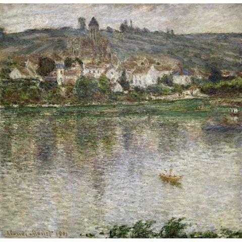 Vetheuil White Modern Wood Framed Art Print by Monet, Claude