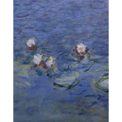 Water Lilies - Detail Gold Ornate Wood Framed Art Print with Double Matting by Monet, Claude