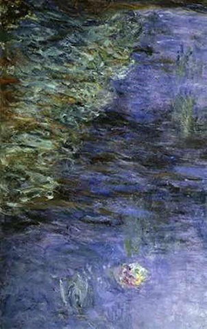 Water Lilies (Detail) Black Ornate Wood Framed Art Print with Double Matting by Monet, Claude