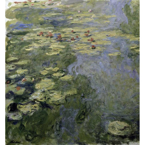 Water Lilies - Nympheas II Gold Ornate Wood Framed Art Print with Double Matting by Monet, Claude