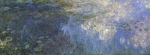 Water Lilies: The Clouds, c. 1914-26 (left panel) White Modern Wood Framed Art Print with Double Matting by Monet, Claude