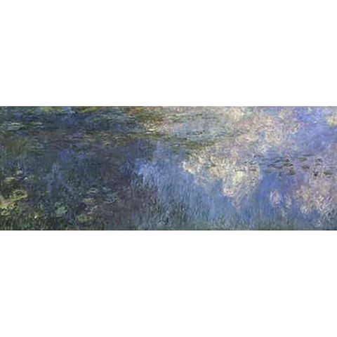 Water Lilies: The Clouds, c. 1914-26 (left panel) Gold Ornate Wood Framed Art Print with Double Matting by Monet, Claude