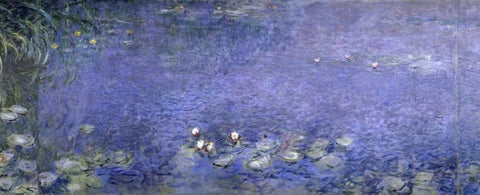 Water Lilies - Nymphaeas VI White Modern Wood Framed Art Print with Double Matting by Monet, Claude