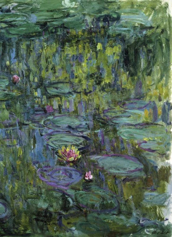 Water Lilies - Nympheas XI White Modern Wood Framed Art Print with Double Matting by Monet, Claude