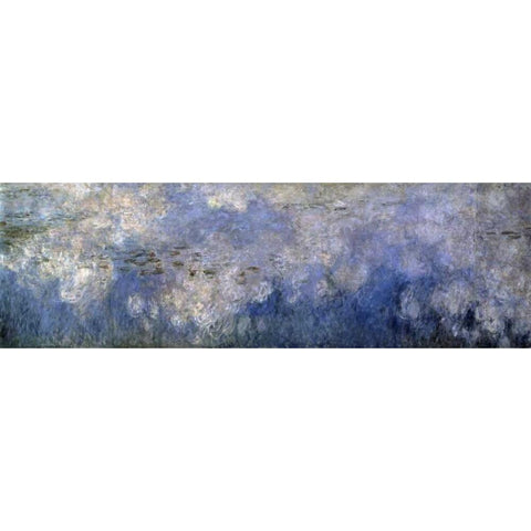 Water Lilies: The Clouds, c. 1914-26 - center panel Black Modern Wood Framed Art Print by Monet, Claude