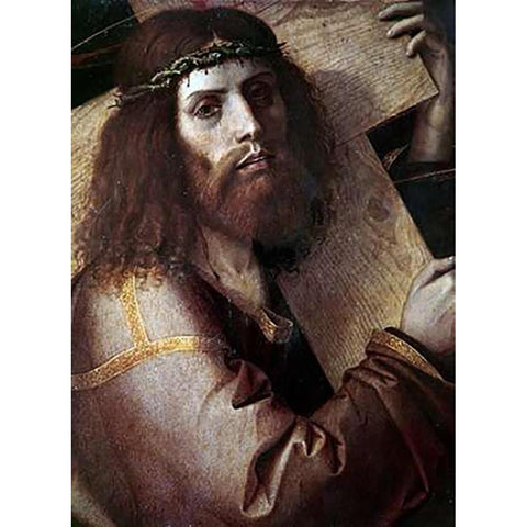 Cross-Bearing Museumist White Modern Wood Framed Art Print by Montagna, Bartolomeo