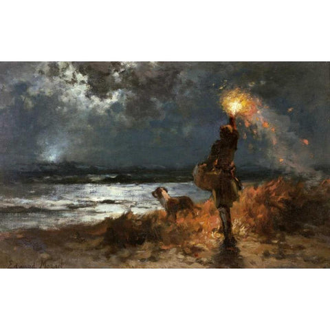 The Signal Gold Ornate Wood Framed Art Print with Double Matting by Moran, Edward