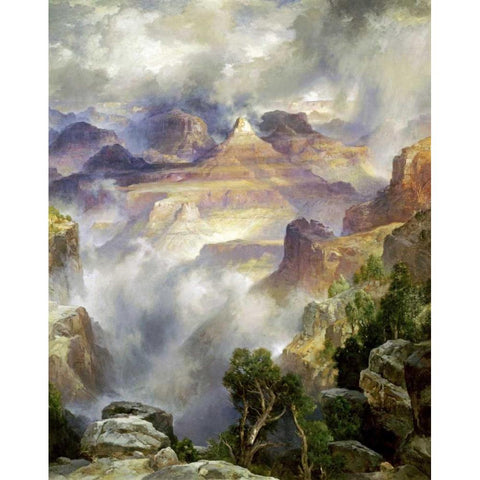 Canyon Mists, Zoroaster Peak, Grand Canyon Black Modern Wood Framed Art Print with Double Matting by Moran, Thomas