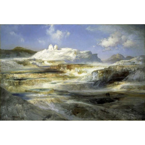 Jupiter Terrace, Yellowstone Black Modern Wood Framed Art Print by Moran, Thomas