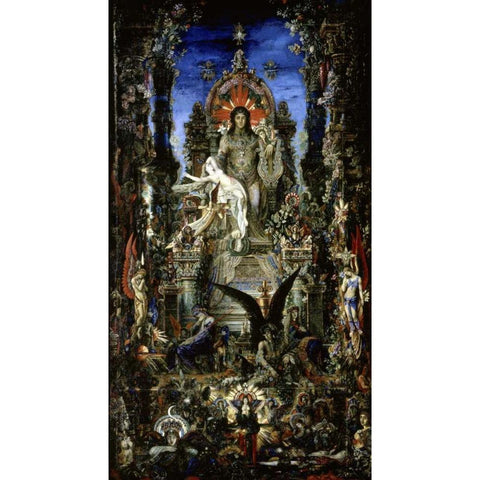 Jupiter Et Semele Black Modern Wood Framed Art Print with Double Matting by Moreau, Gustave