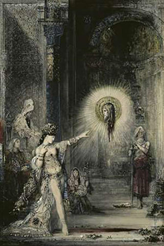 The Apparition Black Ornate Wood Framed Art Print with Double Matting by Moreau, Gustave