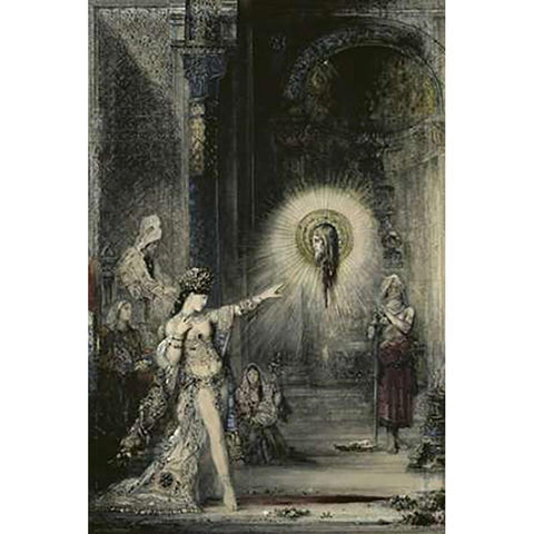 The Apparition Gold Ornate Wood Framed Art Print with Double Matting by Moreau, Gustave