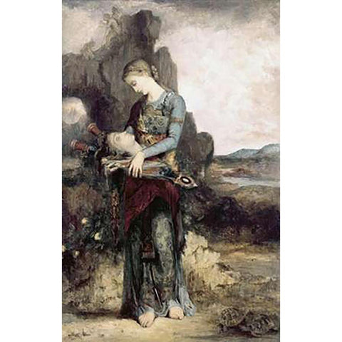 Thracian Maiden Gold Ornate Wood Framed Art Print with Double Matting by Moreau, Gustave