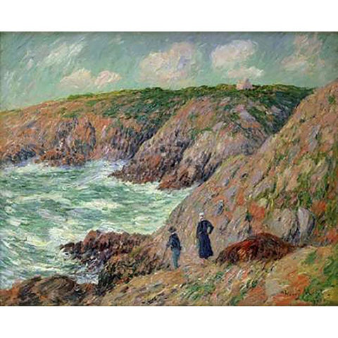 Falaise de Moellan Finistere Black Modern Wood Framed Art Print with Double Matting by Moret, Henry