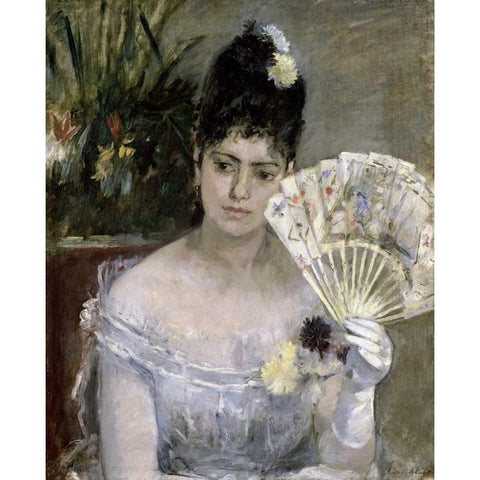 Young Lady at a Ball Gold Ornate Wood Framed Art Print with Double Matting by Morisot, Berthe