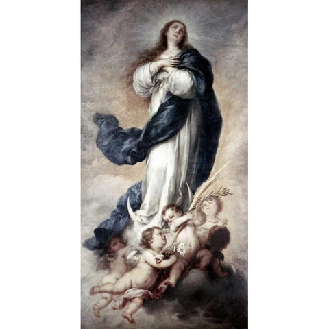 Conception White Modern Wood Framed Art Print by Murillo, Bartolome Esteban