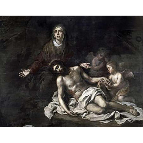 Pieta Gold Ornate Wood Framed Art Print with Double Matting by Murillo, Bartolome Esteban