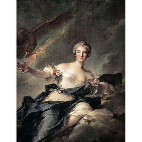 Duchess of Chaulnes As Hebe Black Modern Wood Framed Art Print with Double Matting by Nattier, Jean-Marc