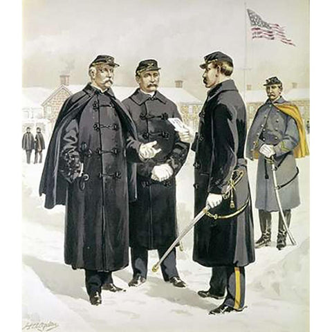 Officers and Enlisted Men Black Modern Wood Framed Art Print with Double Matting by Ogden, Henry Alexander