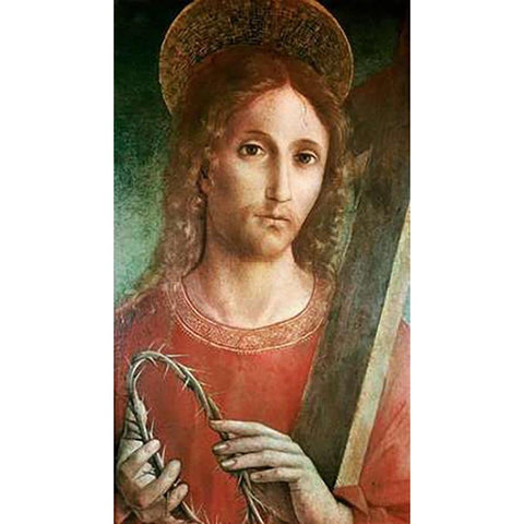 Jesus With Cross and Crown of Thorns Gold Ornate Wood Framed Art Print with Double Matting by Pacchiarotto, Giacomo