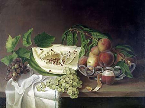 Still Life With Fruit White Modern Wood Framed Art Print with Double Matting by Peale, Charles Willson