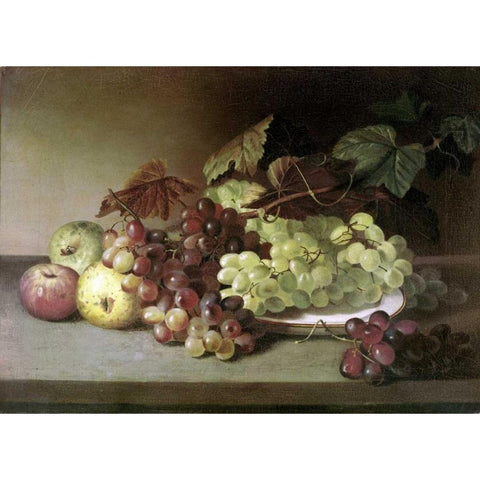 Grapes and Apples White Modern Wood Framed Art Print by Peale, James