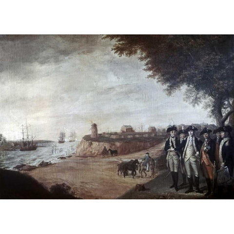 Washington at Yorktown After Surrender, 1781 Gold Ornate Wood Framed Art Print with Double Matting by Peale, James