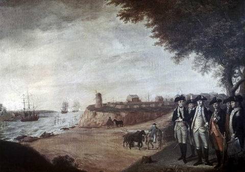 Washington at Yorktown After Surrender, 1781 White Modern Wood Framed Art Print with Double Matting by Peale, James