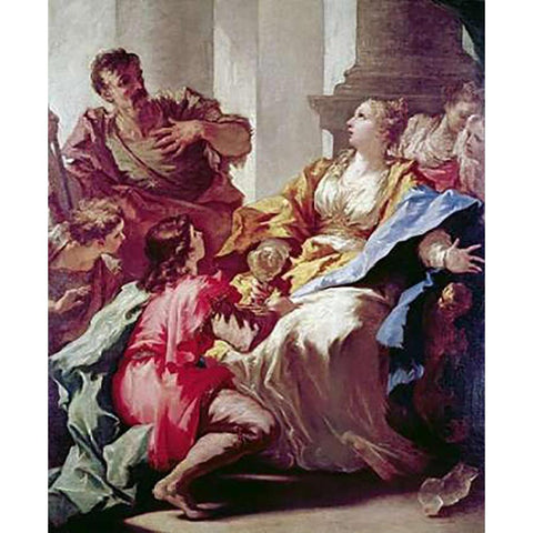 Sophonisba Receiving The Cup of Poison White Modern Wood Framed Art Print by Pellegrini, Giovanni Antonio