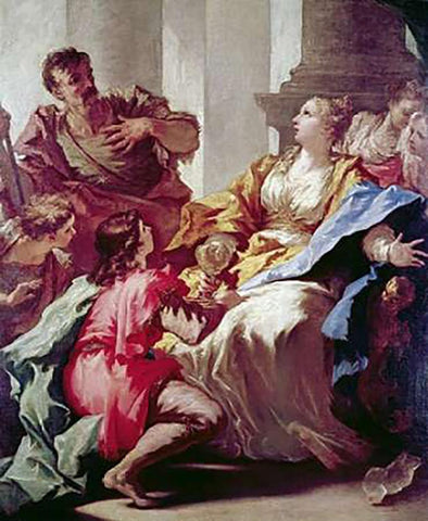 Sophonisba Receiving The Cup of Poison White Modern Wood Framed Art Print with Double Matting by Pellegrini, Giovanni Antonio