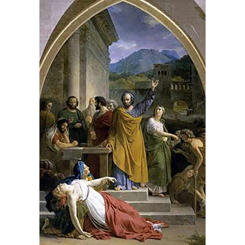 Death of Sapphira Black Modern Wood Framed Art Print with Double Matting by Picot, Francois Eduard