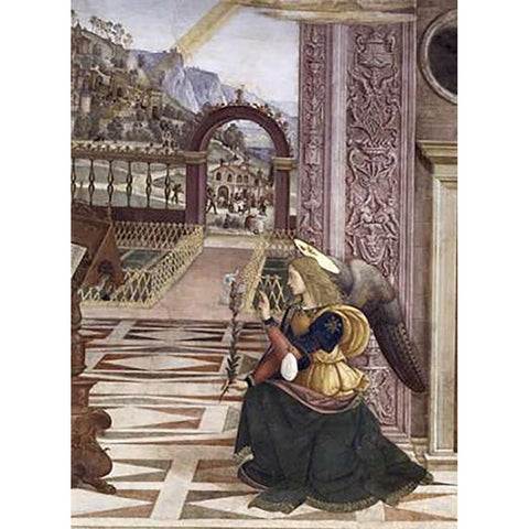 Annunciation (Detail) Black Modern Wood Framed Art Print with Double Matting by Pinturicchio, Bernardino